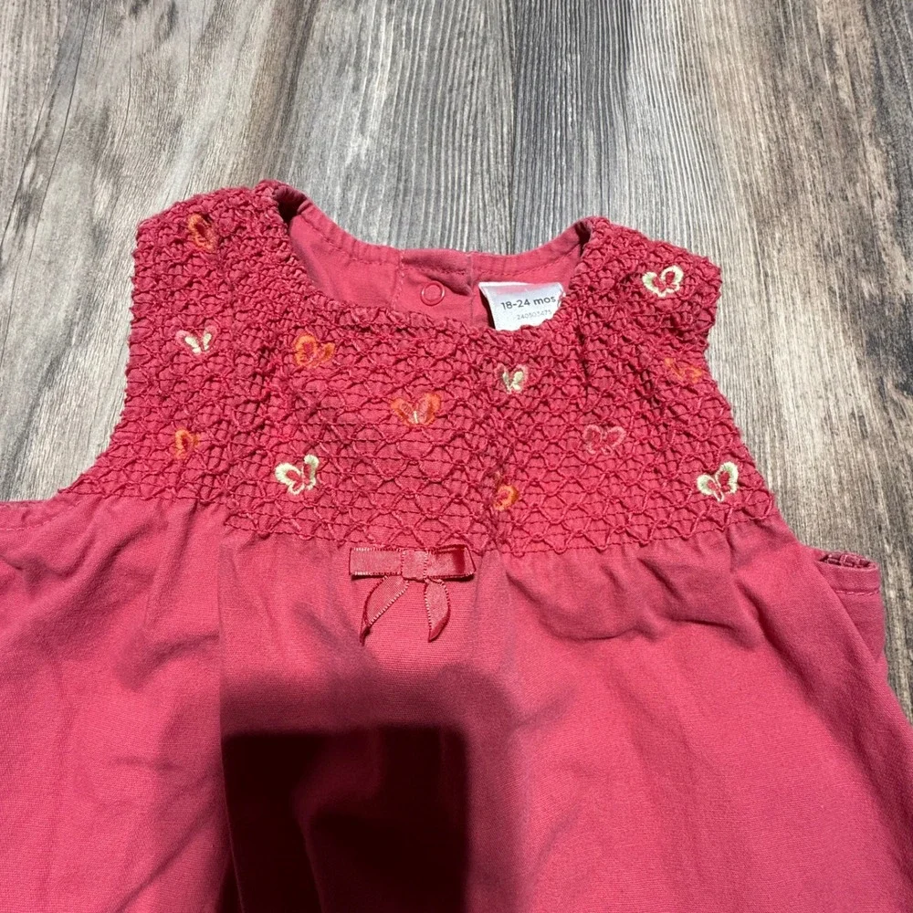 Y2K Gymboree Smocked Jumpsuit Pink Cotton Butterfly Whimsical